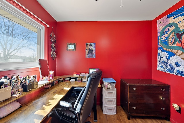 office area featuring wood finished floors