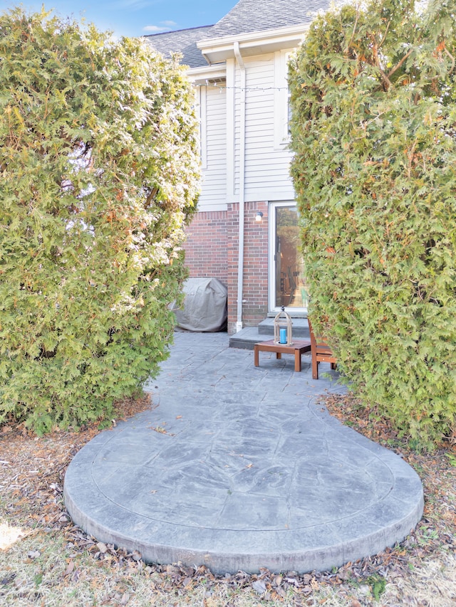 view of patio with area for grilling