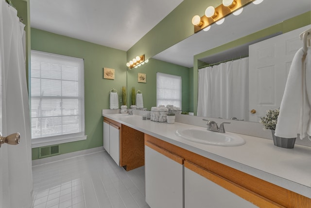 bathroom featuring a sink, visible vents, and a wealth of natural light