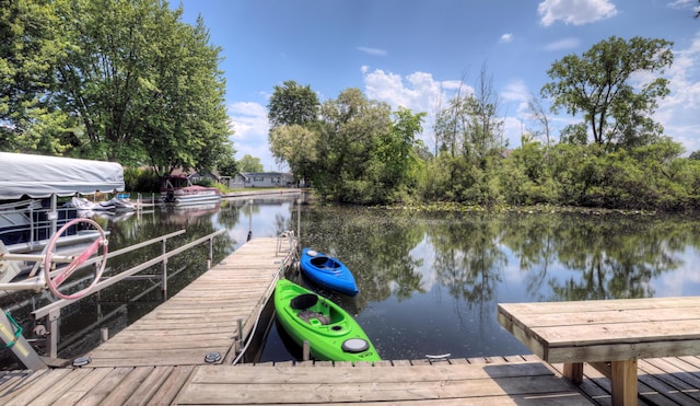 view of dock featuring a water view