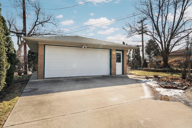 view of detached garage