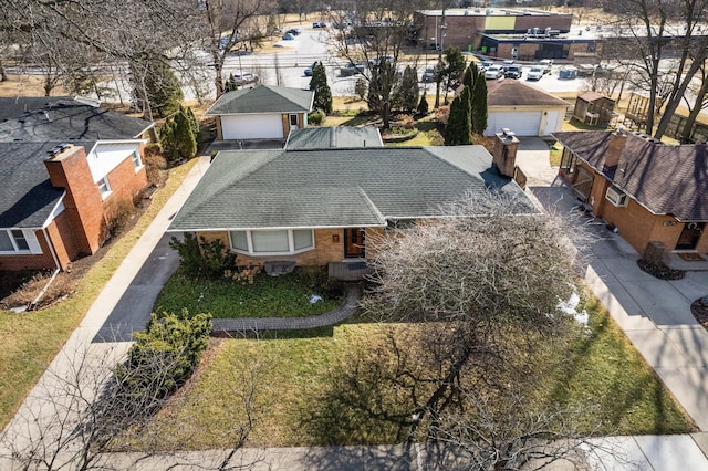 aerial view with a residential view