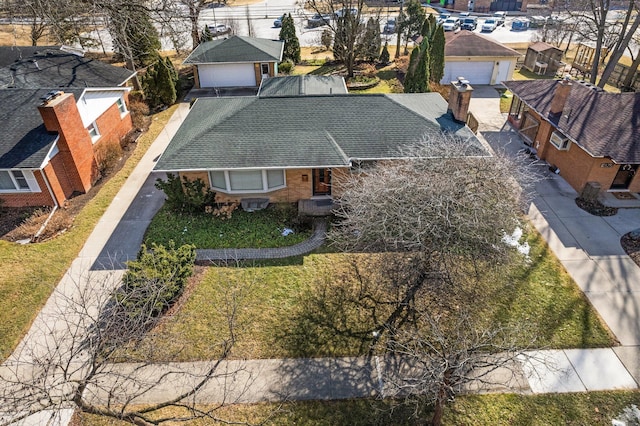 bird's eye view with a residential view