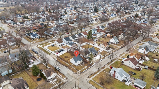 bird's eye view with a residential view