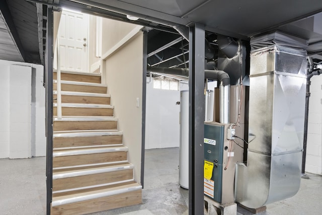 unfinished basement with stairs