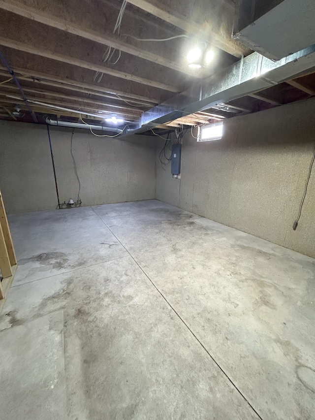 basement with electric panel