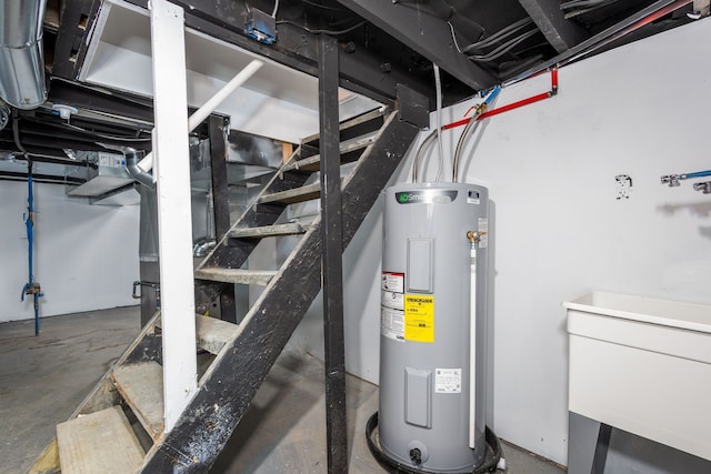 utility room featuring water heater