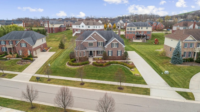 drone / aerial view with a residential view