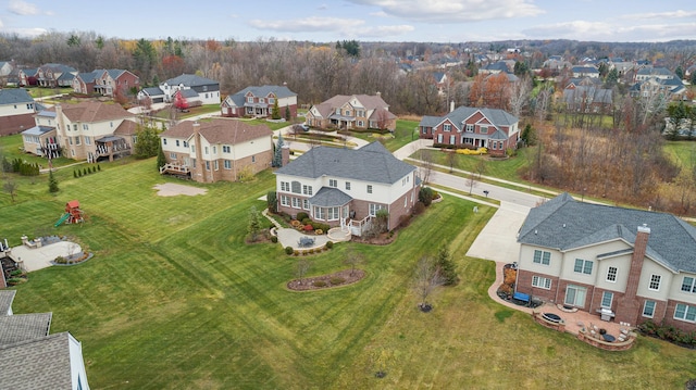 aerial view with a residential view