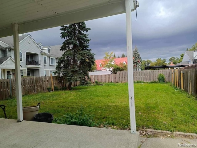 view of yard featuring a fenced backyard