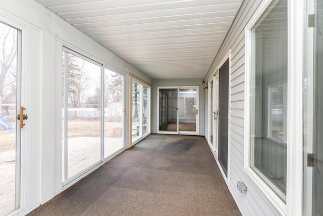 view of unfurnished sunroom