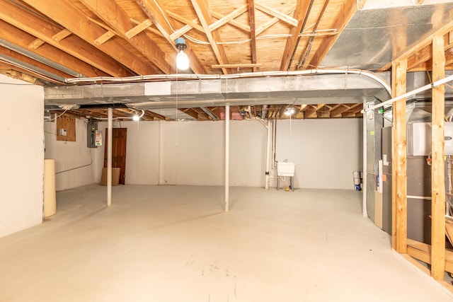 view of unfinished basement