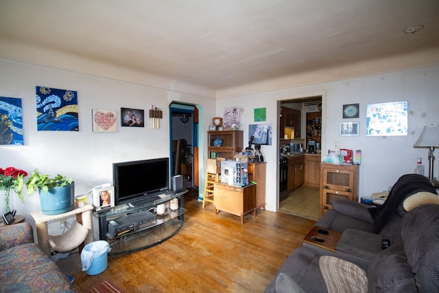 living area with light wood-style floors