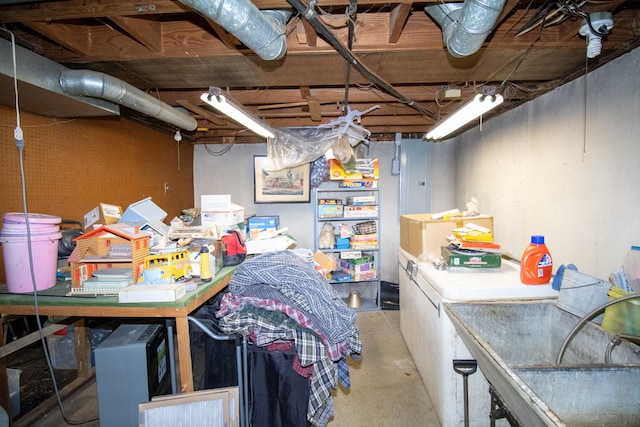 view of unfinished basement