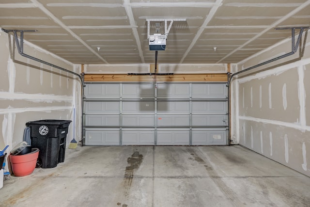 garage with a garage door opener