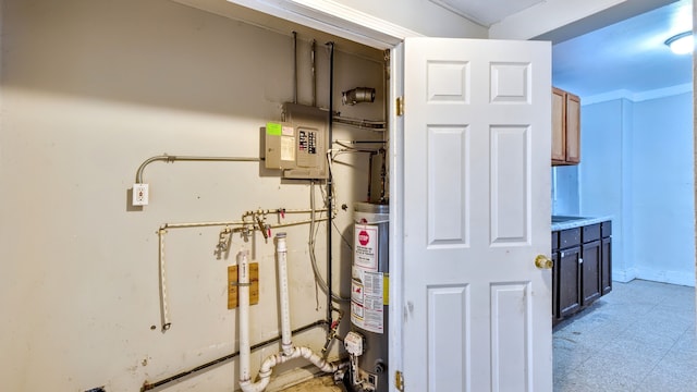 utilities featuring gas water heater and electric panel