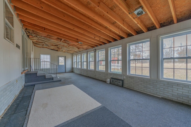 view of unfurnished sunroom