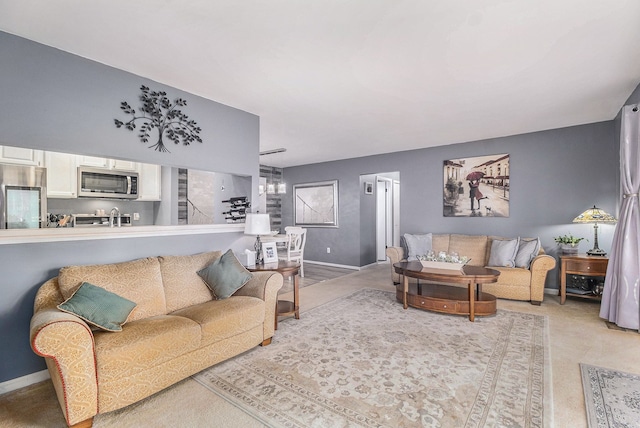 living area with baseboards