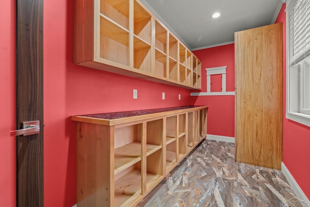 interior space featuring recessed lighting and baseboards