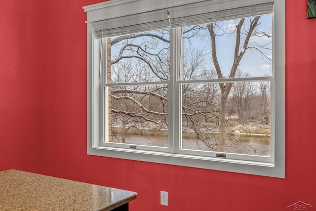 room details featuring a water view