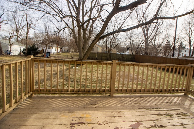 wooden terrace featuring a fenced backyard