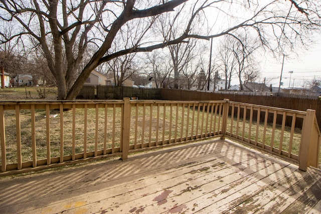 wooden deck featuring a fenced backyard