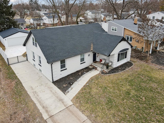 drone / aerial view with a residential view