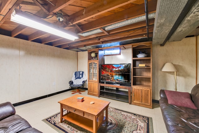 living area with light floors