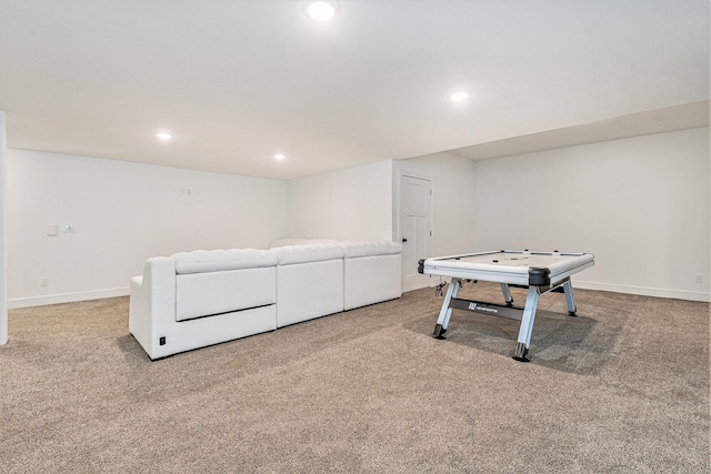 playroom with carpet flooring and recessed lighting