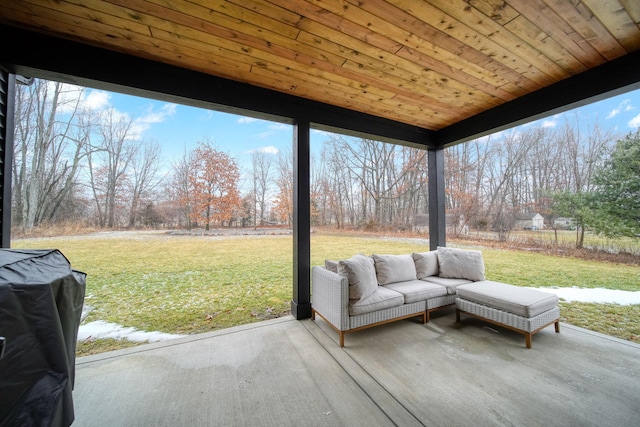 7450 Sears Rd, Horton, MI 49246 - sunroom featuring wooden ceiling