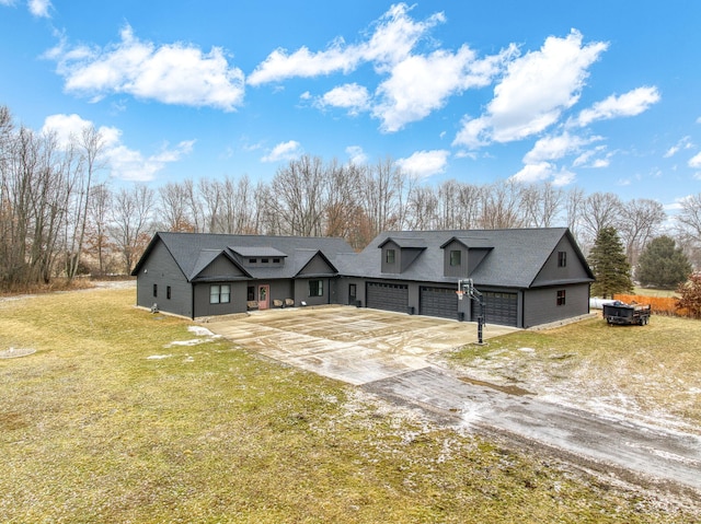 7450 Sears Rd, Horton, MI 49246 - view of front facade featuring a front yard, concrete driveway, and an attached garage