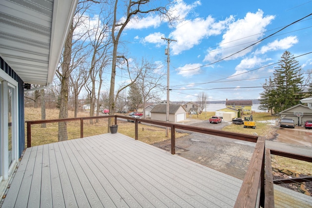 deck with an outdoor structure