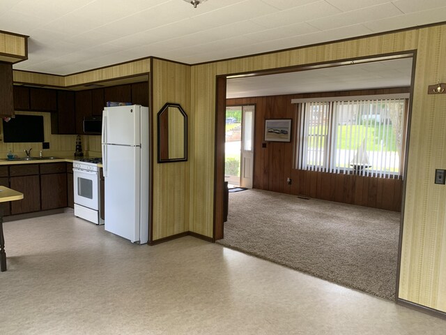 7004 Walnut Hill Rd, Manitou Beach, MI 49253 - kitchen featuring white appliances, light countertops, a sink, baseboards, and light flooring
