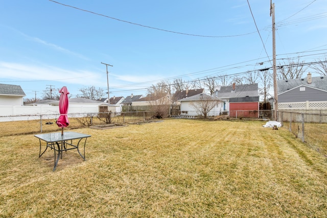 view of yard with a fenced backyard