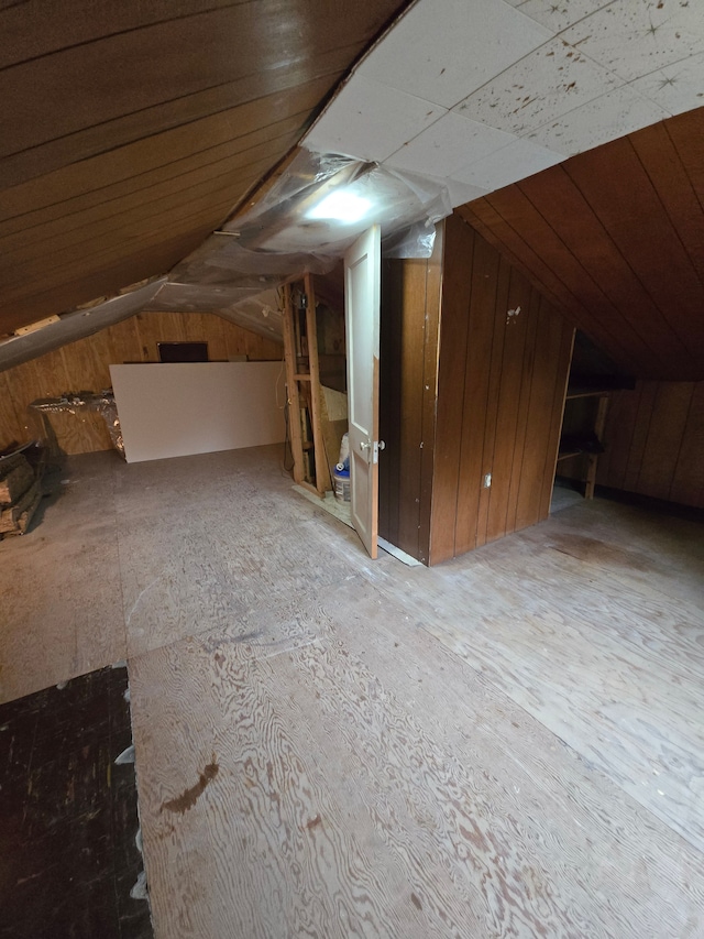 view of unfinished attic