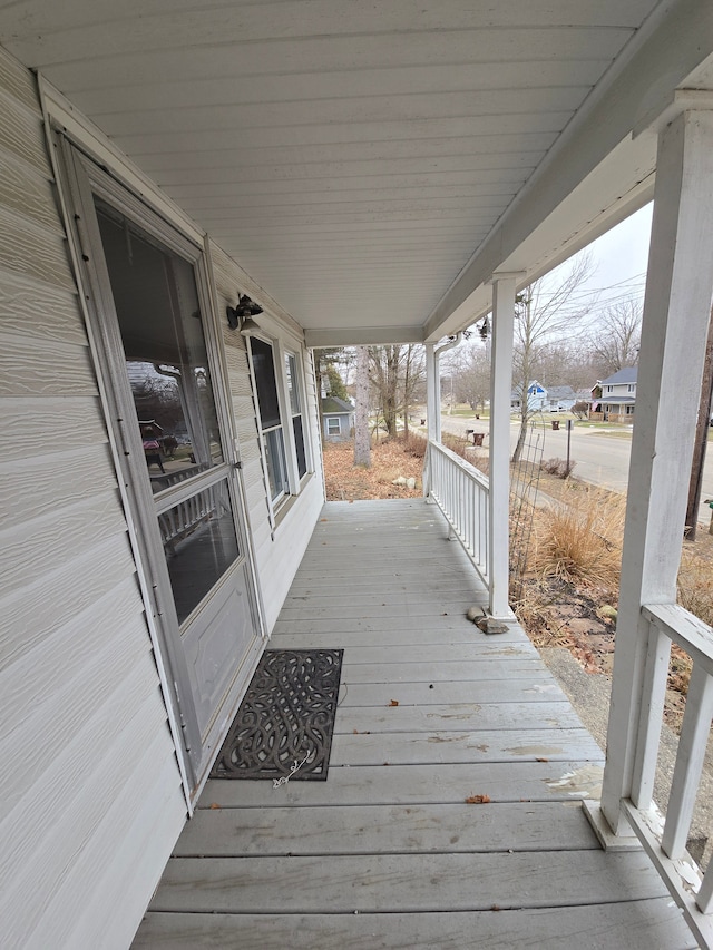 wooden deck with covered porch