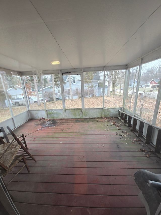 view of unfurnished sunroom