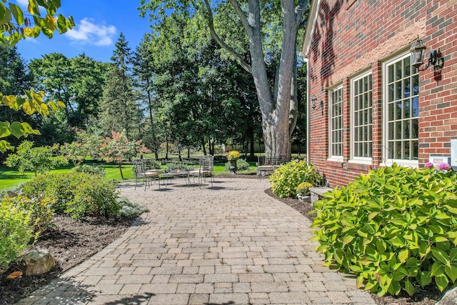 view of community featuring a patio