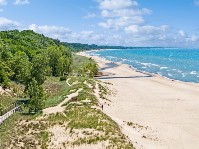 property view of water featuring a view of the beach