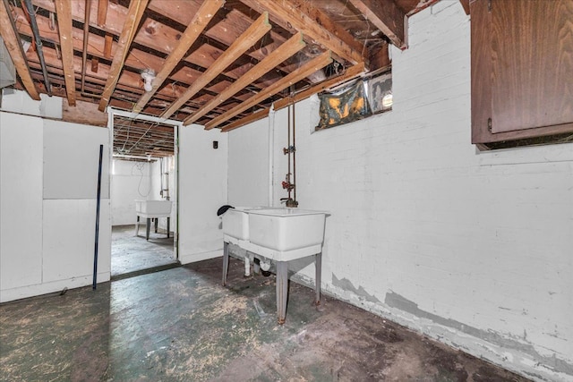 unfinished basement with a sink