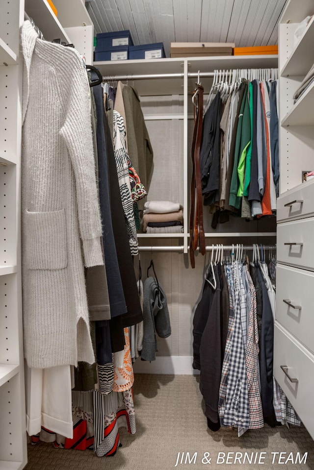 spacious closet with carpet floors