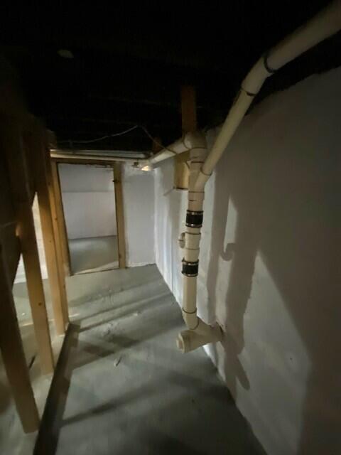 view of unfinished basement