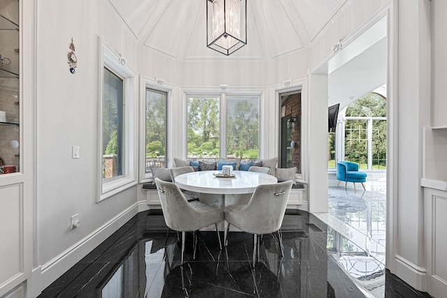 17965 Beck Rd, Northville, MI 48168 - sunroom featuring marble finish floor and lofted ceiling
