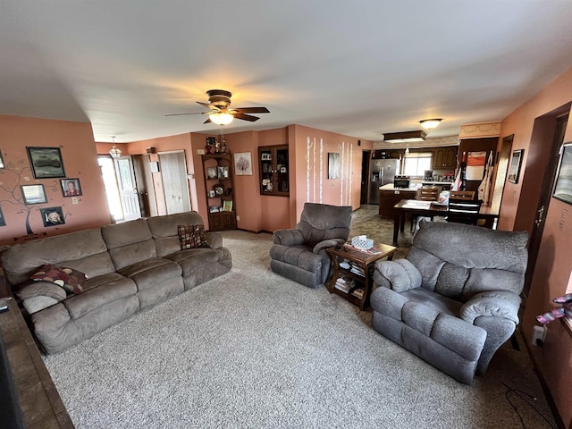 7433 E Maple Ave, Grand Blanc, MI 48439 - living room with carpet, plenty of natural light, and ceiling fan