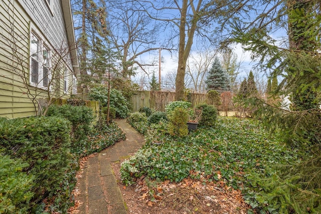 view of yard with fence