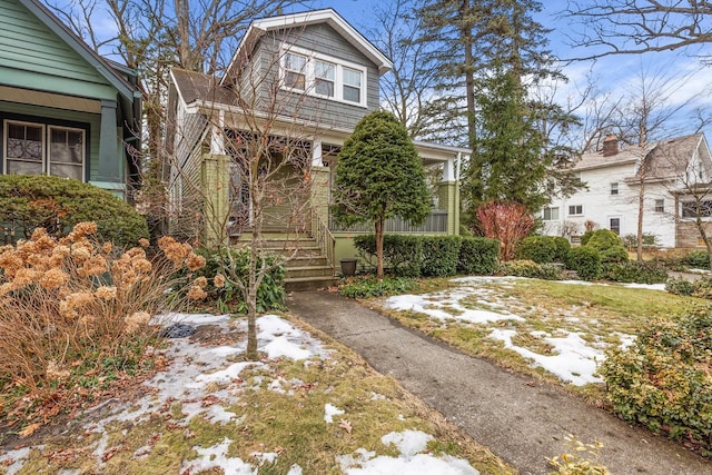 view of front of home featuring covered porch