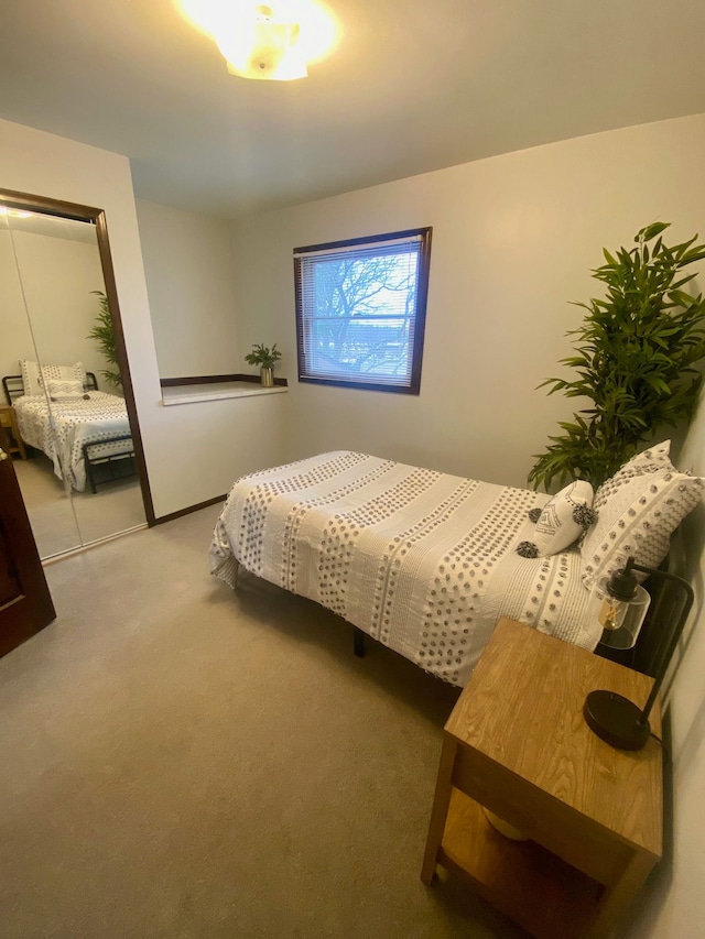 bedroom featuring carpet floors and a closet