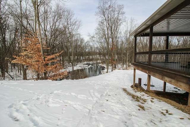 view of yard covered in snow