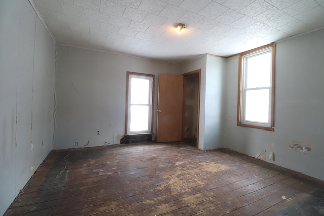 unfurnished room with crown molding and hardwood / wood-style floors