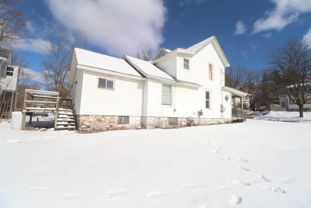 view of snow covered exterior